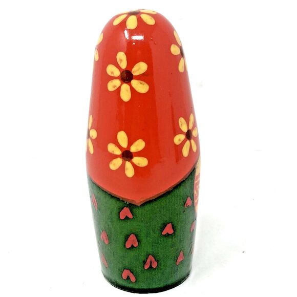 Matryoshka Russian Chime Doll Vintage Hand Painted Roly Poly Folk Art Set of 2 - Picture 5 of 16